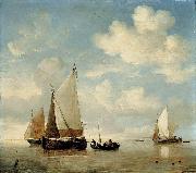 Dutch Smalschips and a Rowing Boat Willem van